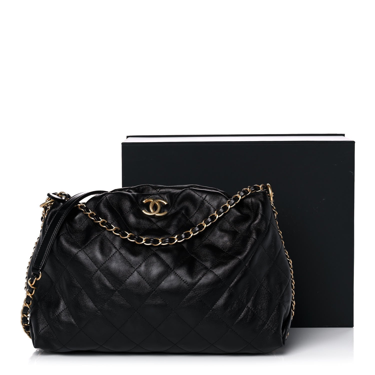 Chanel Calfskin Quilted Coco Shelter Bowling Bag Black 11 of 11