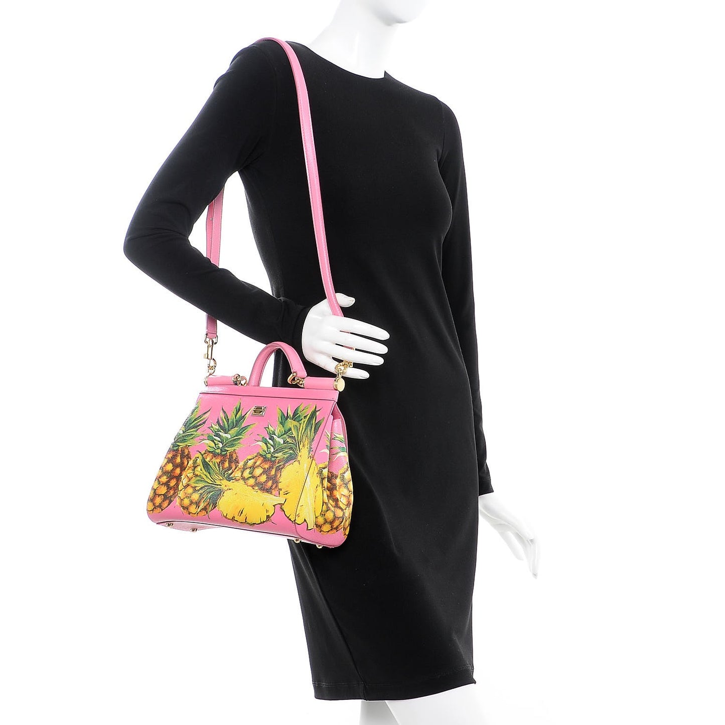 Dauphine Pineapple Print Medium Miss Sicily Satchel Rosa