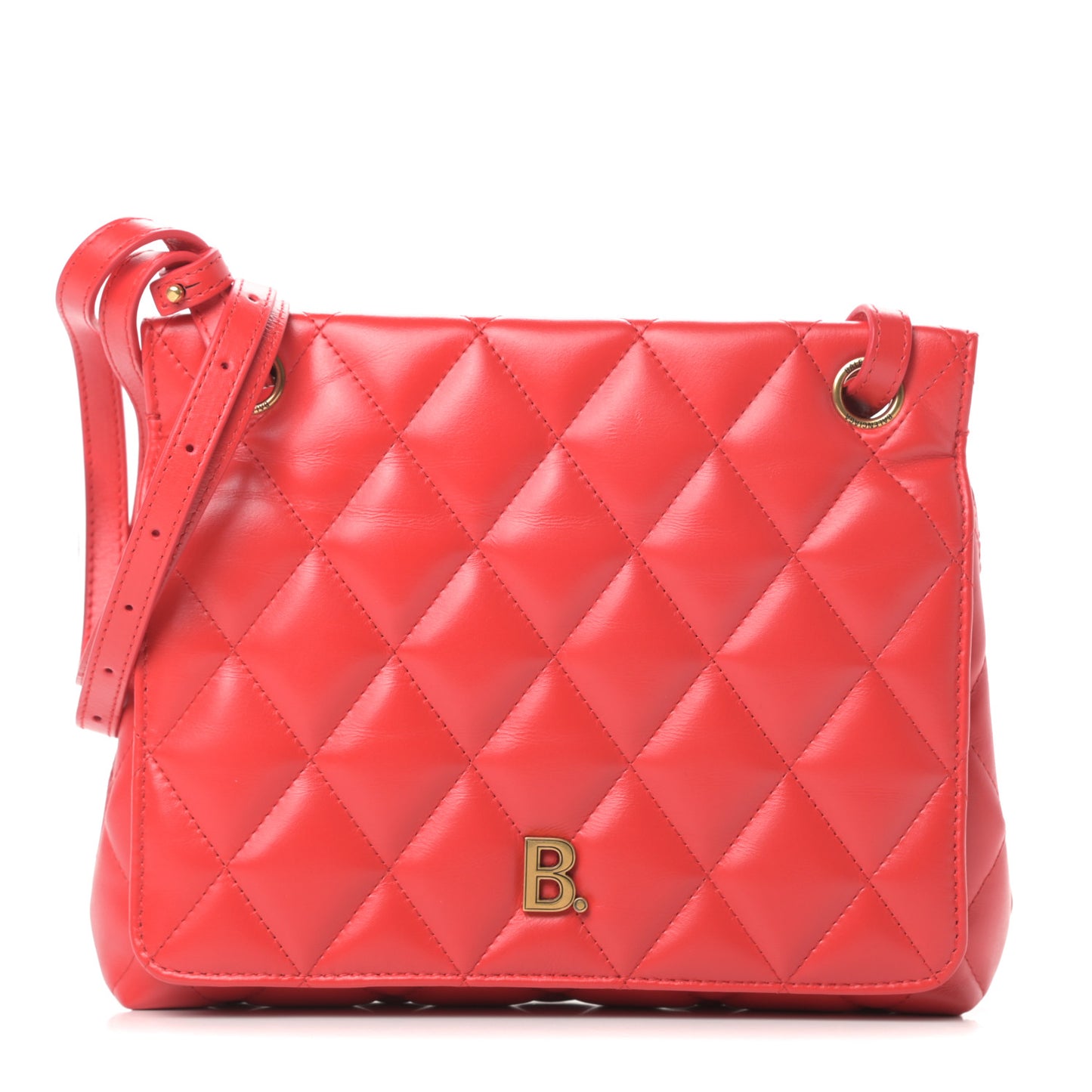 Nappa Calfskin Quilted Medium Touch B Shoulder Bag Bright Red
