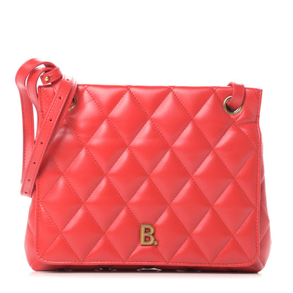 Balenciaga Nappa Calfskin Quilted Medium Touch B Shoulder Bag Bright Red 1 of 11