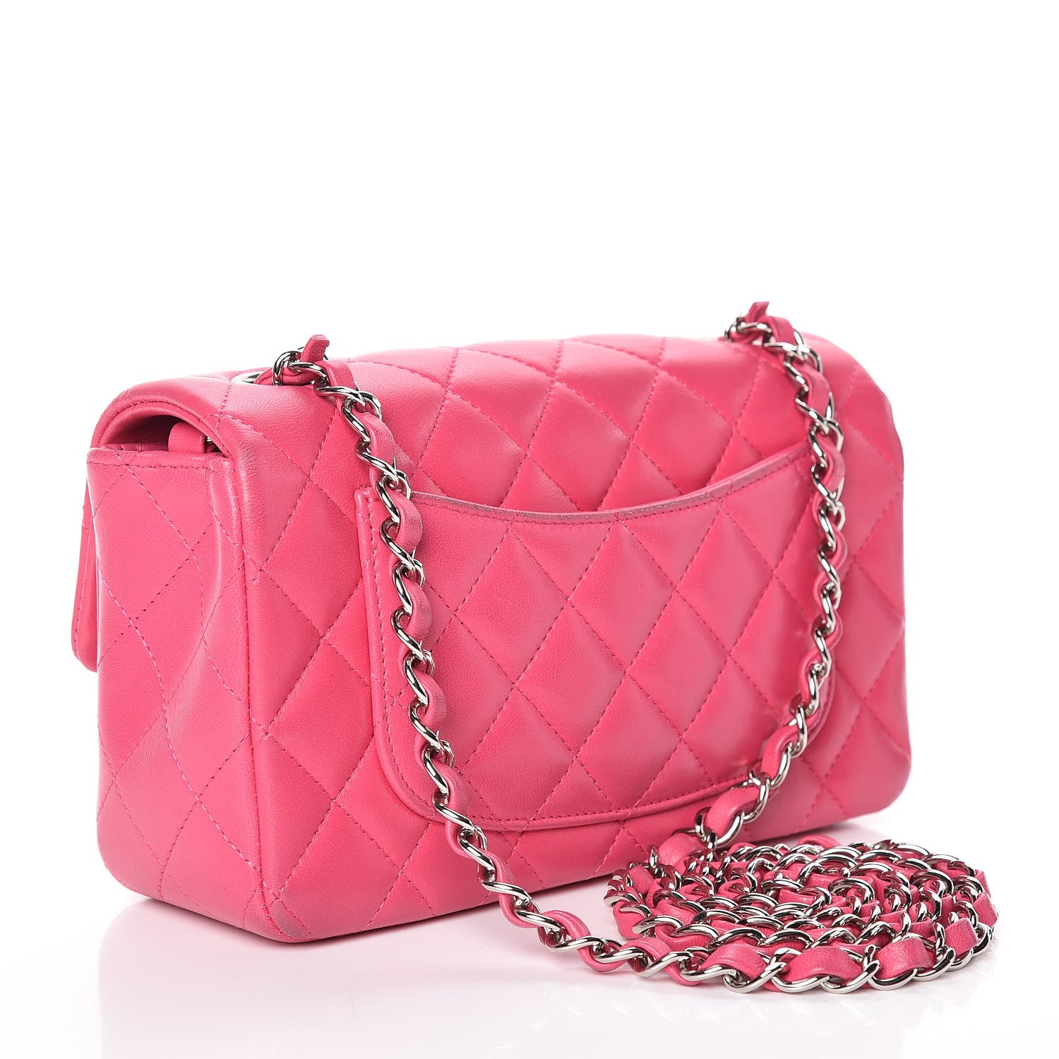 Chanel Lambskin Quilted Mini Rectangular Flap Fuchsia 3 of 19