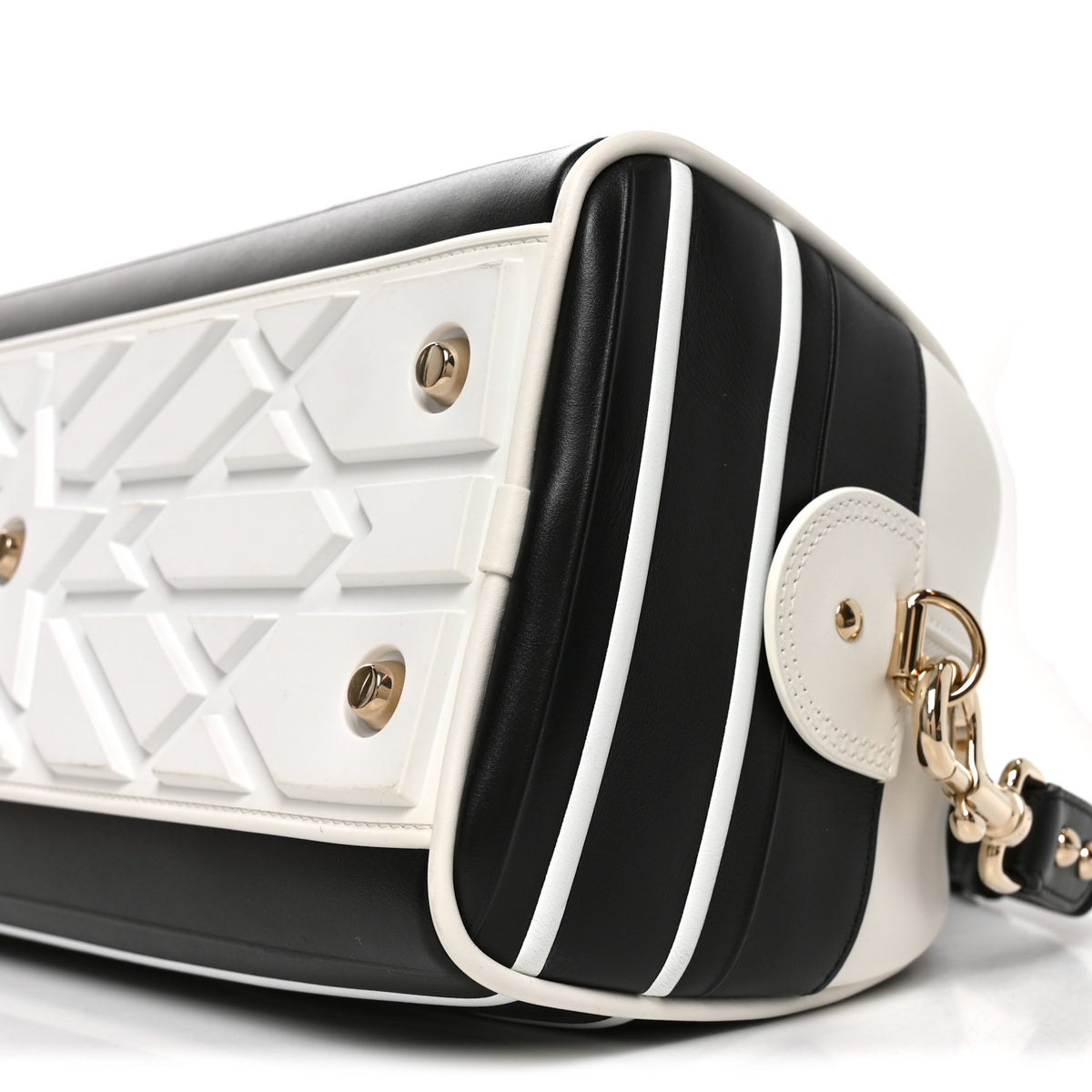 Christian Dior Lambskin Cannage Medium Dior Vibe Zip Bowling Bag Black White 10 of 10