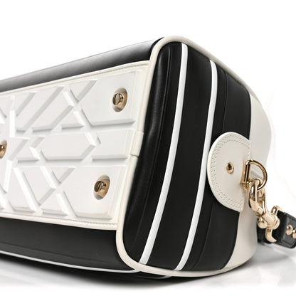 Christian Dior Lambskin Cannage Medium Dior Vibe Zip Bowling Bag Black White 10 of 10