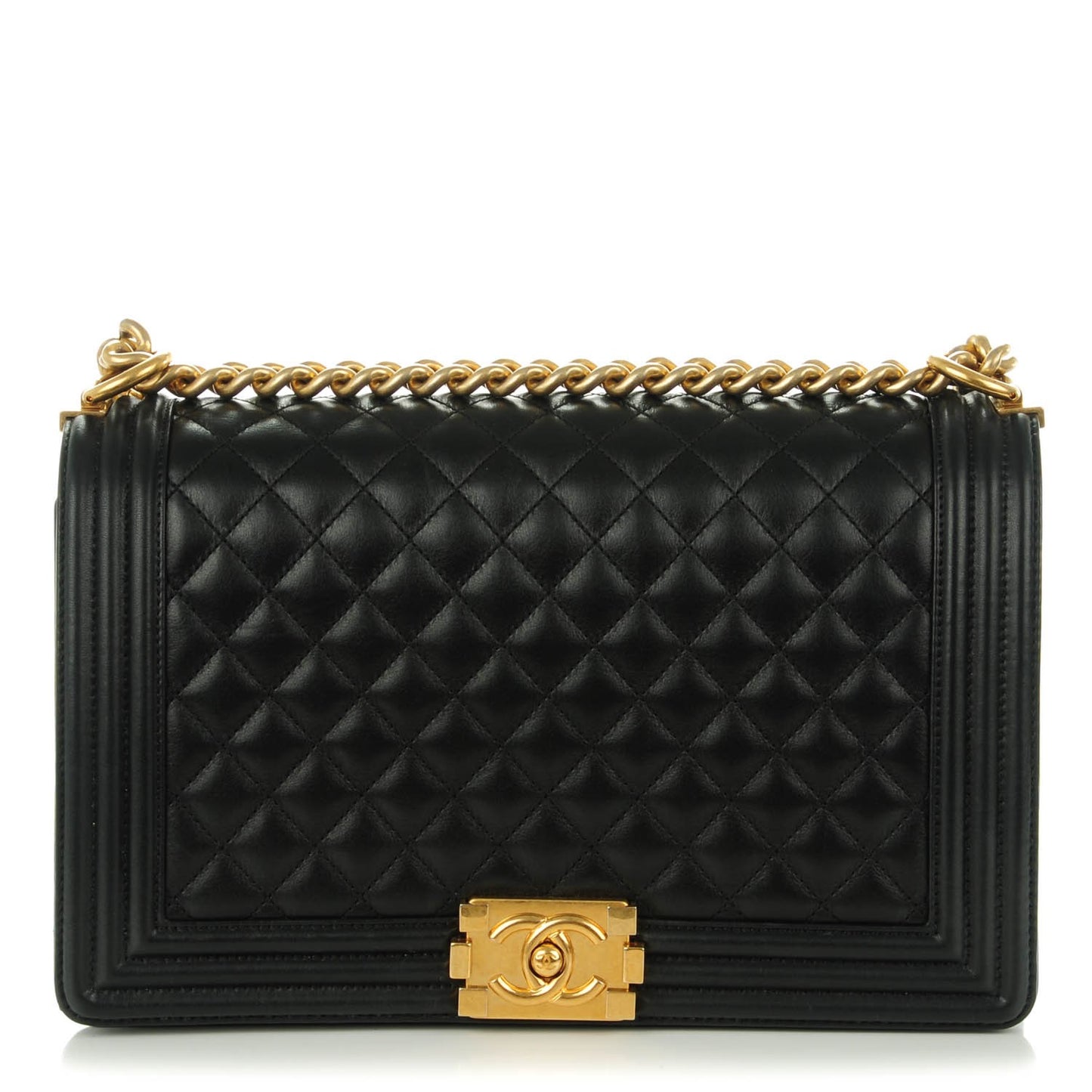 Calfskin Quilted New Medium Boy Flap Black
