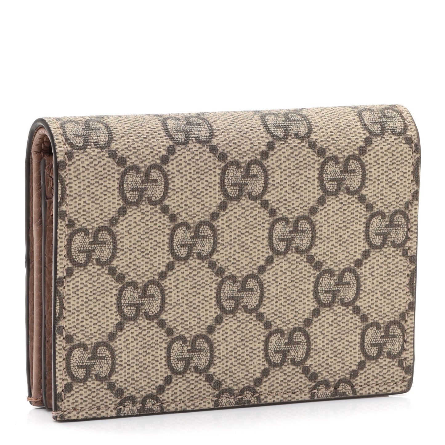 Dollar Calfskin GG Supreme Monogram GG Marmont Card Case Porcelain Rose Beige Ebony
