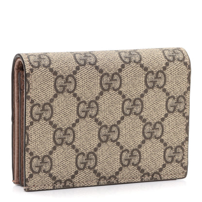 Gucci Dollar Calfskin GG Supreme Monogram GG Marmont Card Case Porcelain Rose Beige Ebony 3 of 10