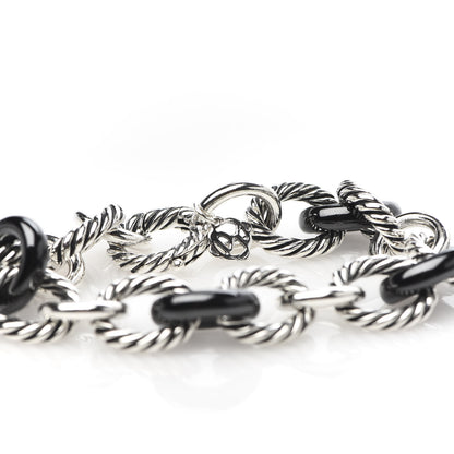 David Yurman Sterling Silver Ceramic 13mm Large Oval Link Bracelet Black 4 of 4