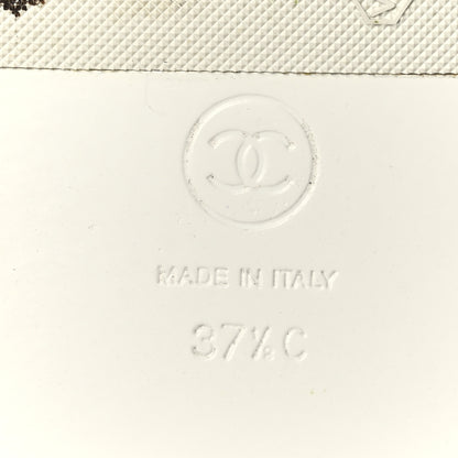 Chanel Shiny Goatskin Quilted CC Mules Sandals 37.5 White 7 of 8