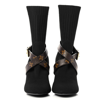 Louis Vuitton Monogram Stretch Fabric Silhouette Ankle Boots 36 Black 2 of 9