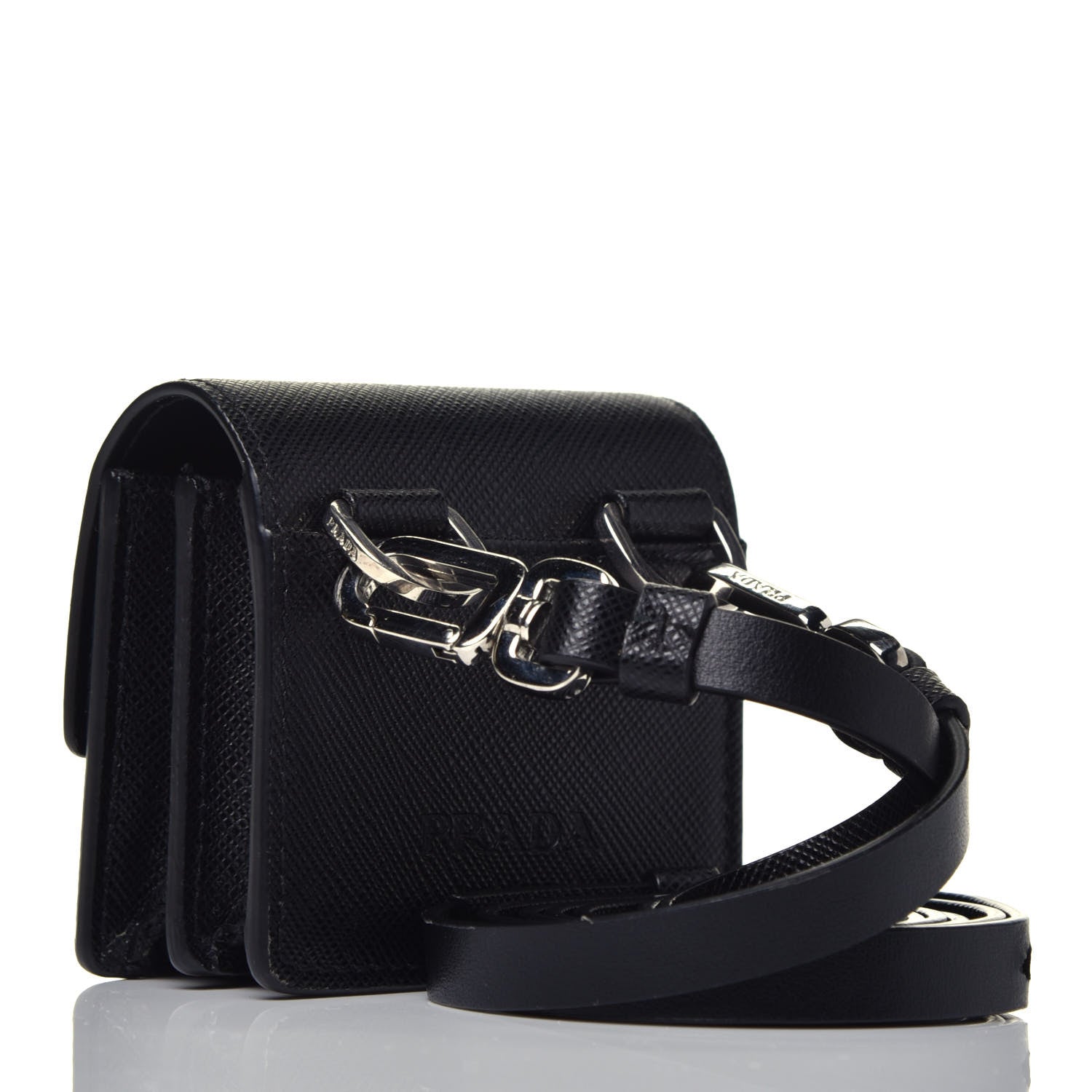 Prada Saffiano Lux Sound Crossbody Bag Black 3 of 10