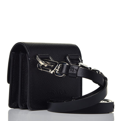 Prada Saffiano Lux Sound Crossbody Bag Black 3 of 10