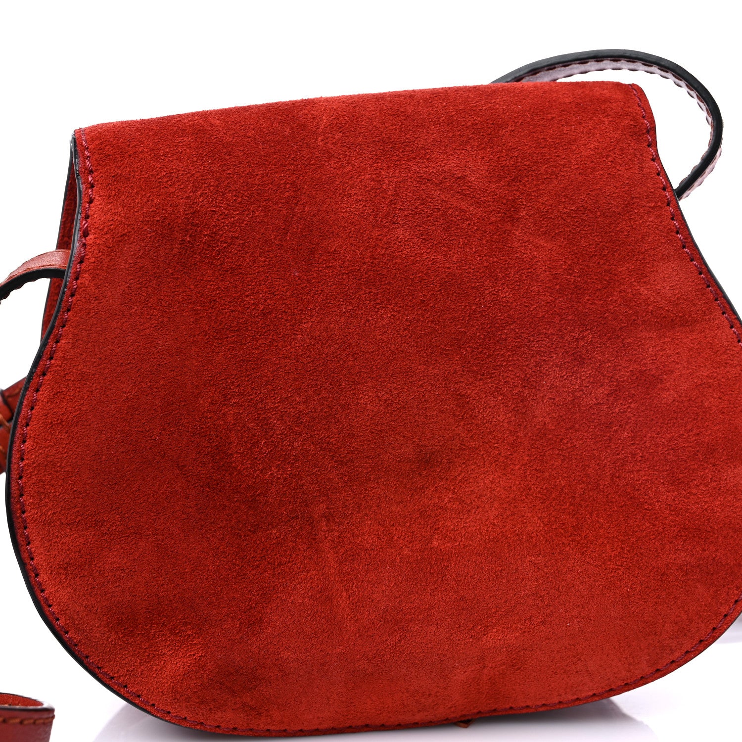 Chloe Suede Calfskin Braided Mini Marcie Round Crossbody Bag Red 10 of 11