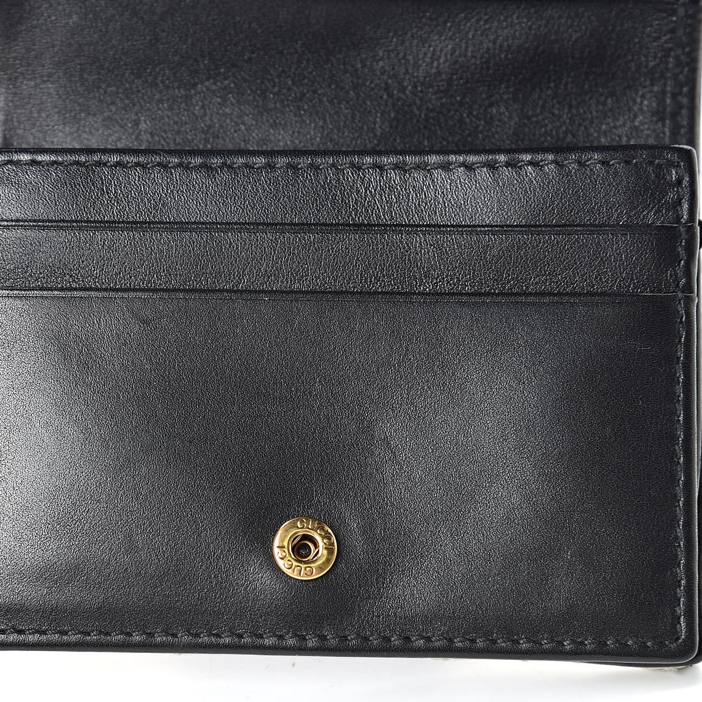 Calfskin Matelasse GG Marmont Card Case Wallet Black White