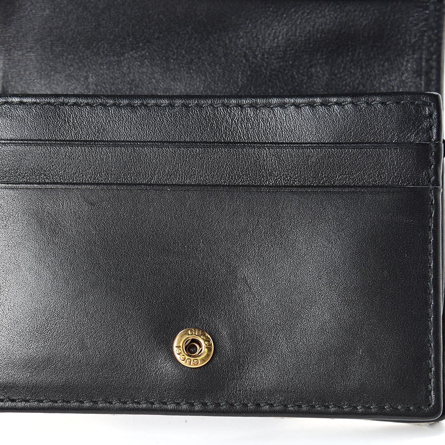 Gucci Calfskin Matelasse GG Marmont Card Case Wallet Black White 8 of 9