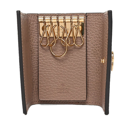 Gucci Dollar Calfskin GG Supreme Monogram GG Marmont 6 Key Holder Case Porcelain Rose Beige Ebony 5 of 7