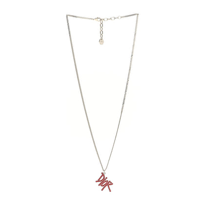 Christian Dior X SHAWN STUSSY Crystal Logo Pendant Necklace Red 3 of 6