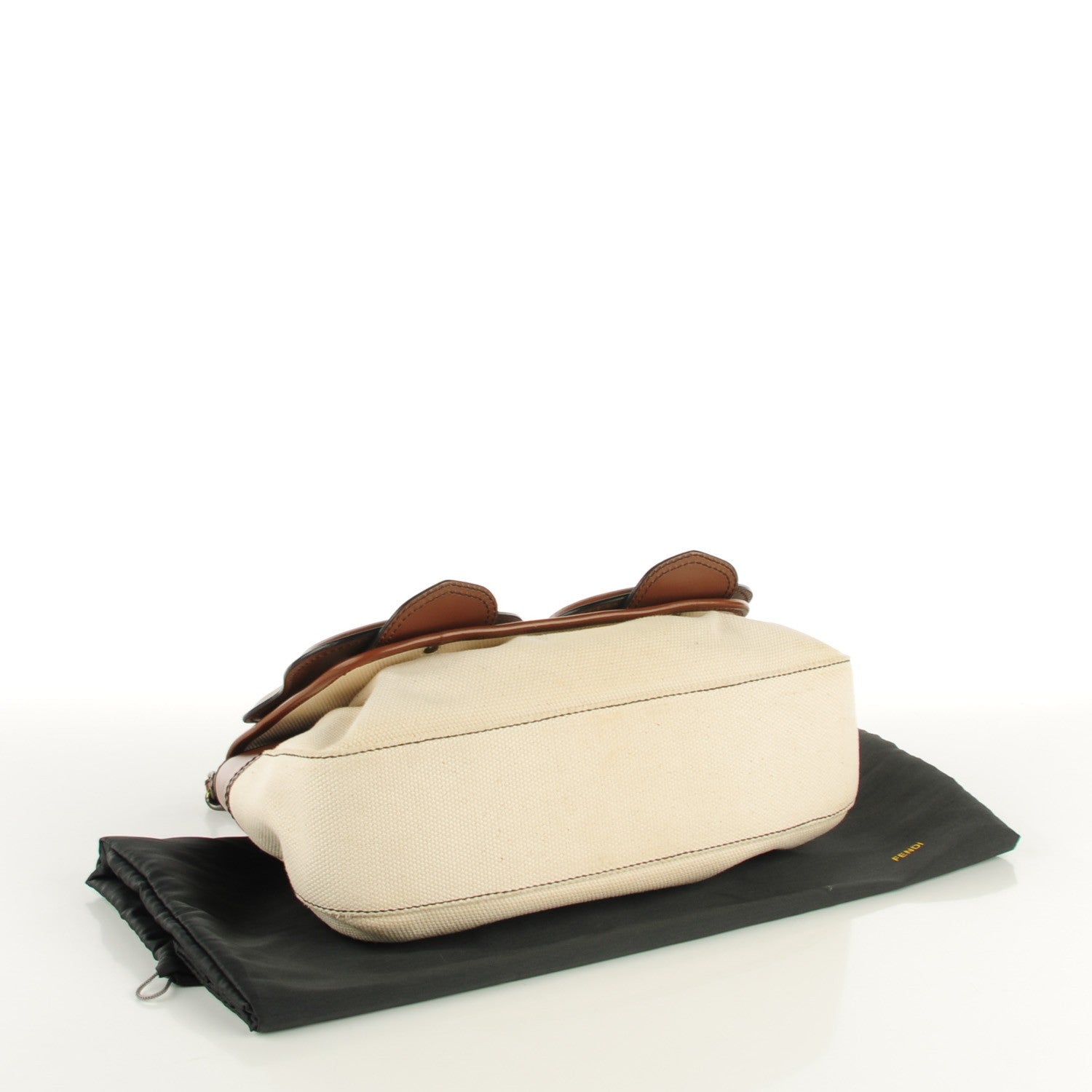 Fendi Toile Calfskin B Bag Beige Tan 4 of 9