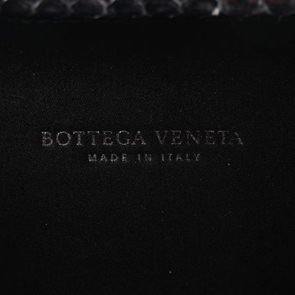 Bottega Veneta Satin Ayers Intrecciato Chain Knot Clutch Black 6 of 9