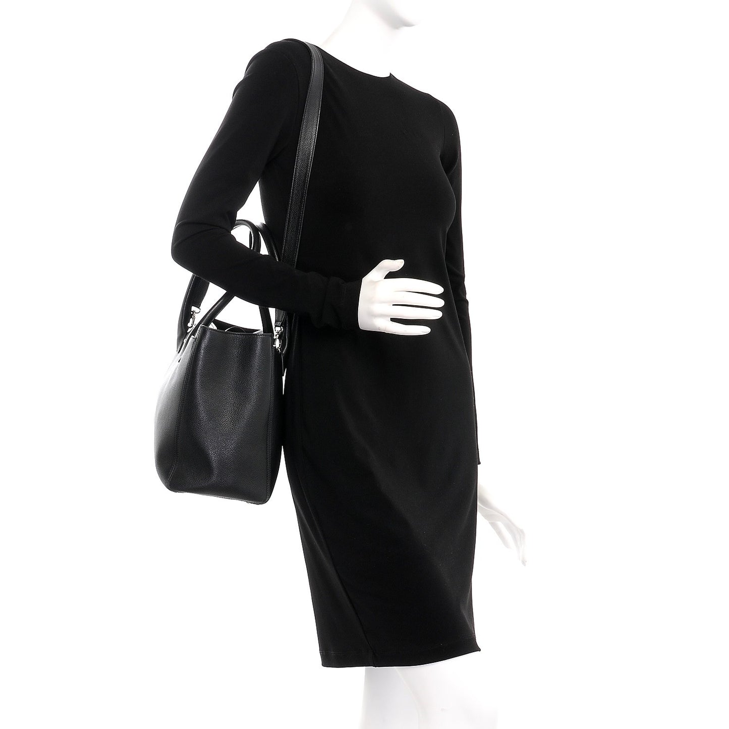 Calfskin Cerf Executive Shopper Tote Black