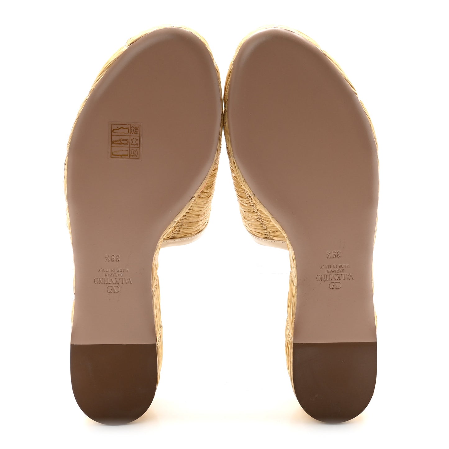 Woven Straw Flatform 25/45mm Slide Sandals 39.5 Light Ivory