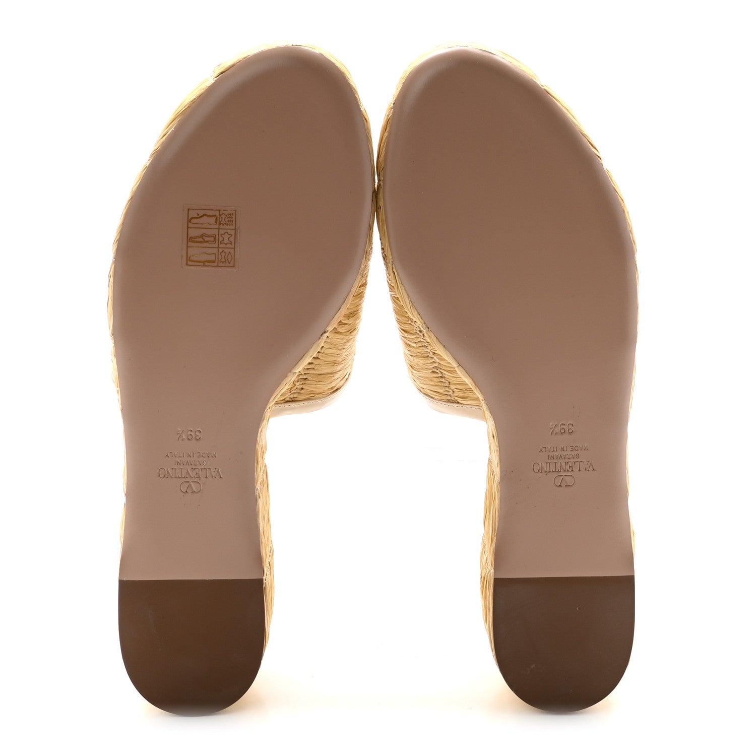 Valentino Garavani Woven Straw Flatform 25/45mm Slide Sandals 39.5 Light Ivory 6 of 10