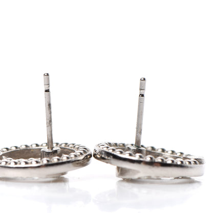 Chanel Crystal CC Round Earrings Silver 3 of 5