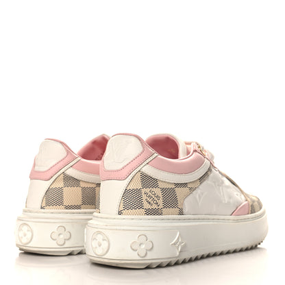 Louis Vuitton Monogram Embossed Calfskin Damier Azur Time Out Sneakers 36.5 Rose Clair Pink 5 of 9