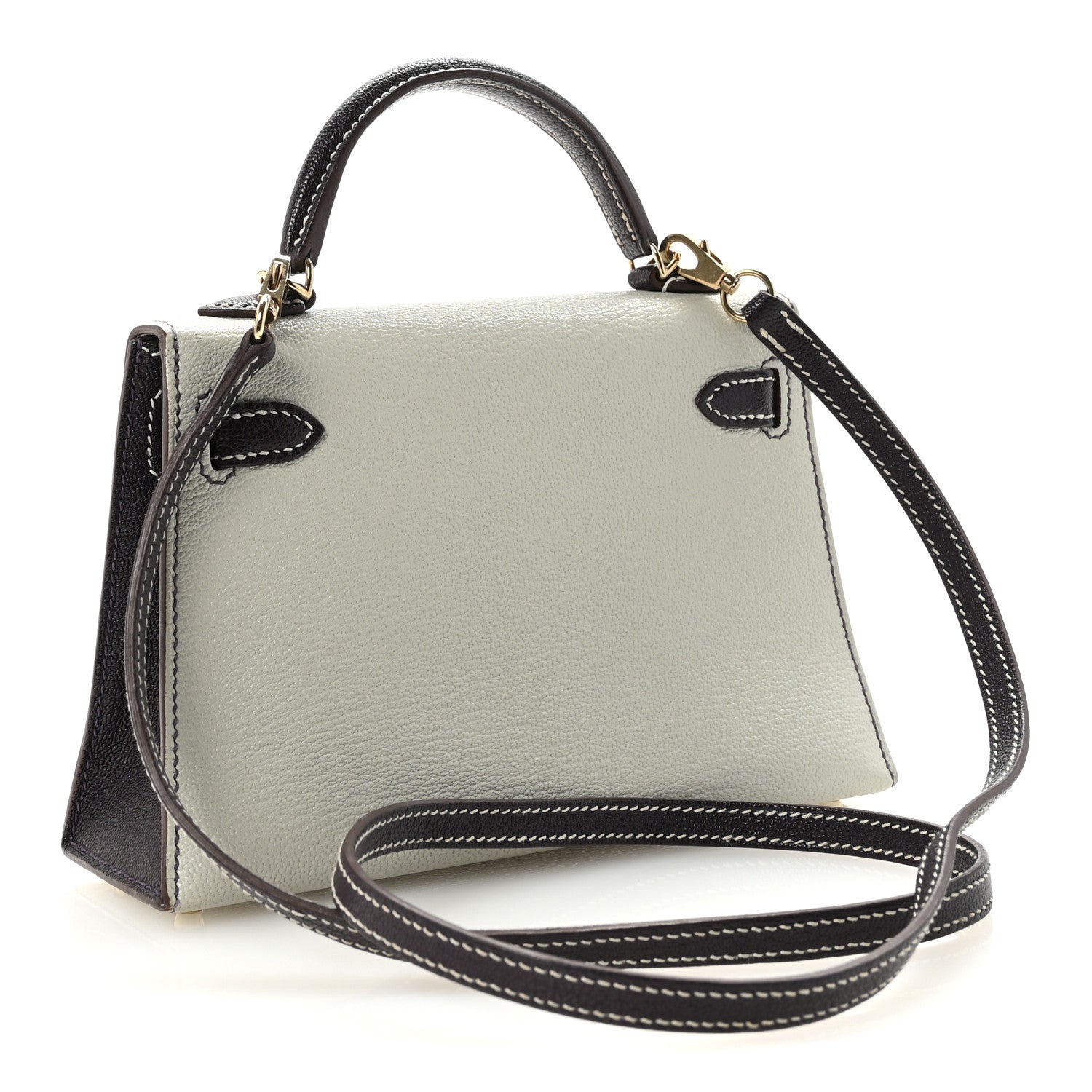 Hermes Chevre Mysore Horseshoe Mini Kelly Sellier 20 Gris Perle Raisin 3 of 9