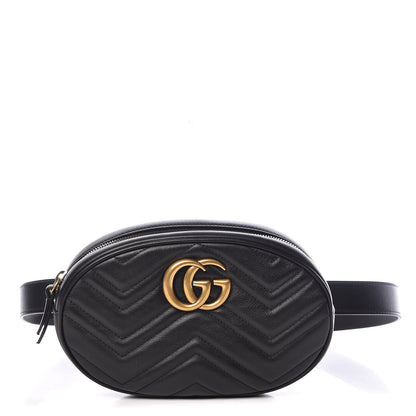 Gucci Calfskin Matelasse GG Marmont Belt Bag 95 38 Black 1 of 10