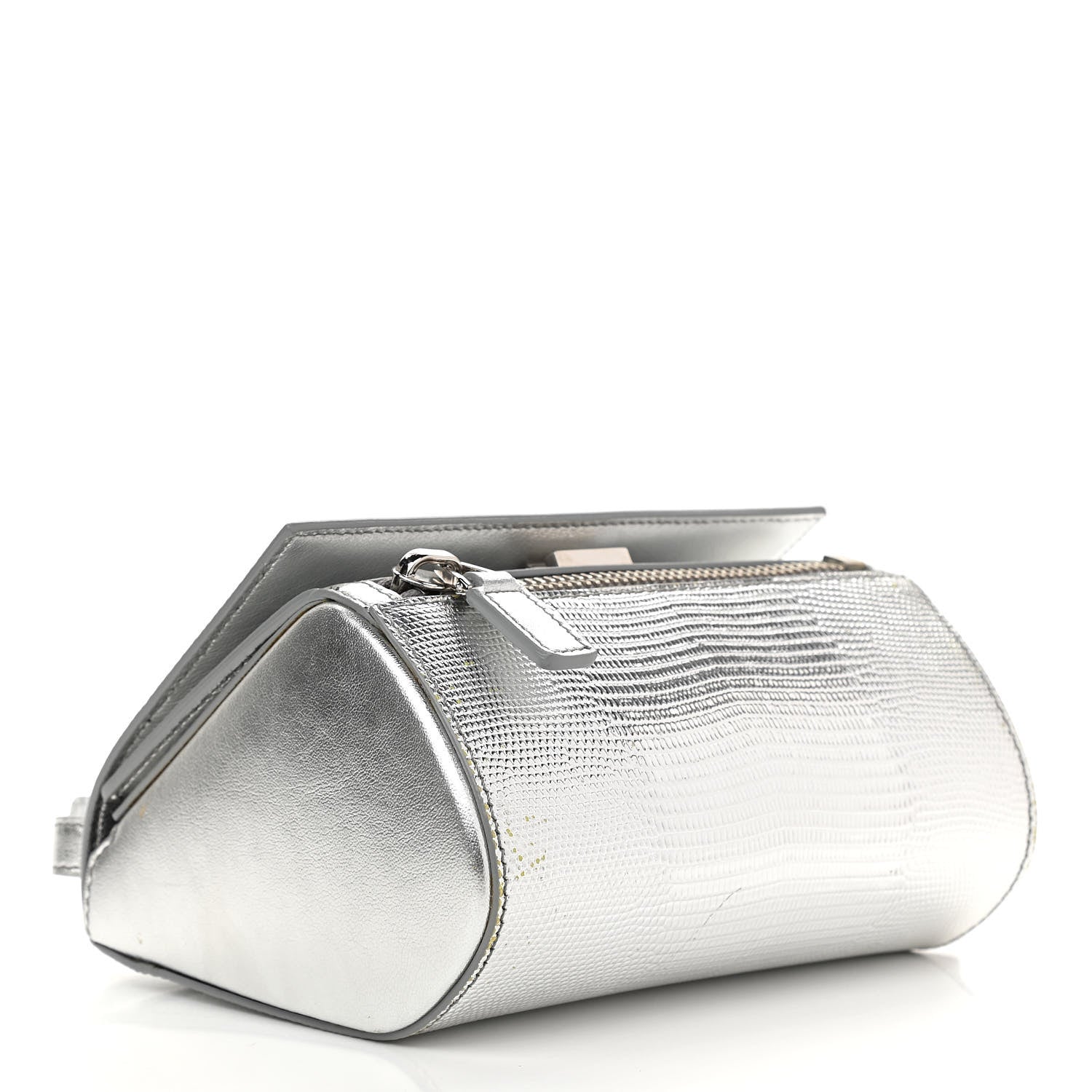 Givenchy Metallic Calfskin Lizard Embossed Mini Pandora Box Crossbody Bag Silver 4 of 14