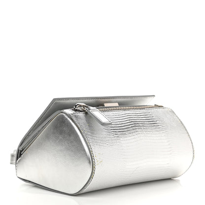 Givenchy Metallic Calfskin Lizard Embossed Mini Pandora Box Crossbody Bag Silver 4 of 14