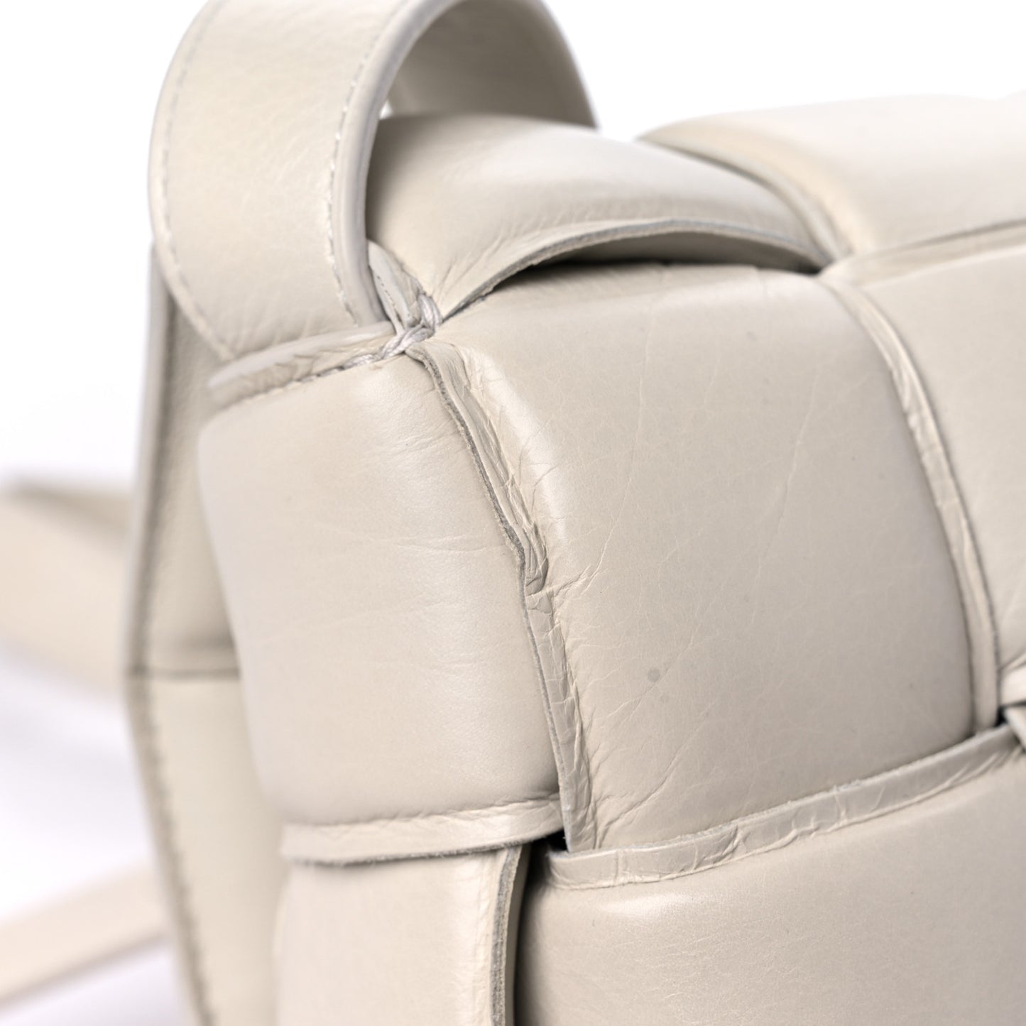 Paper Calfskin Maxi Intreccio Padded Cassette Crossbody Bag Chalk