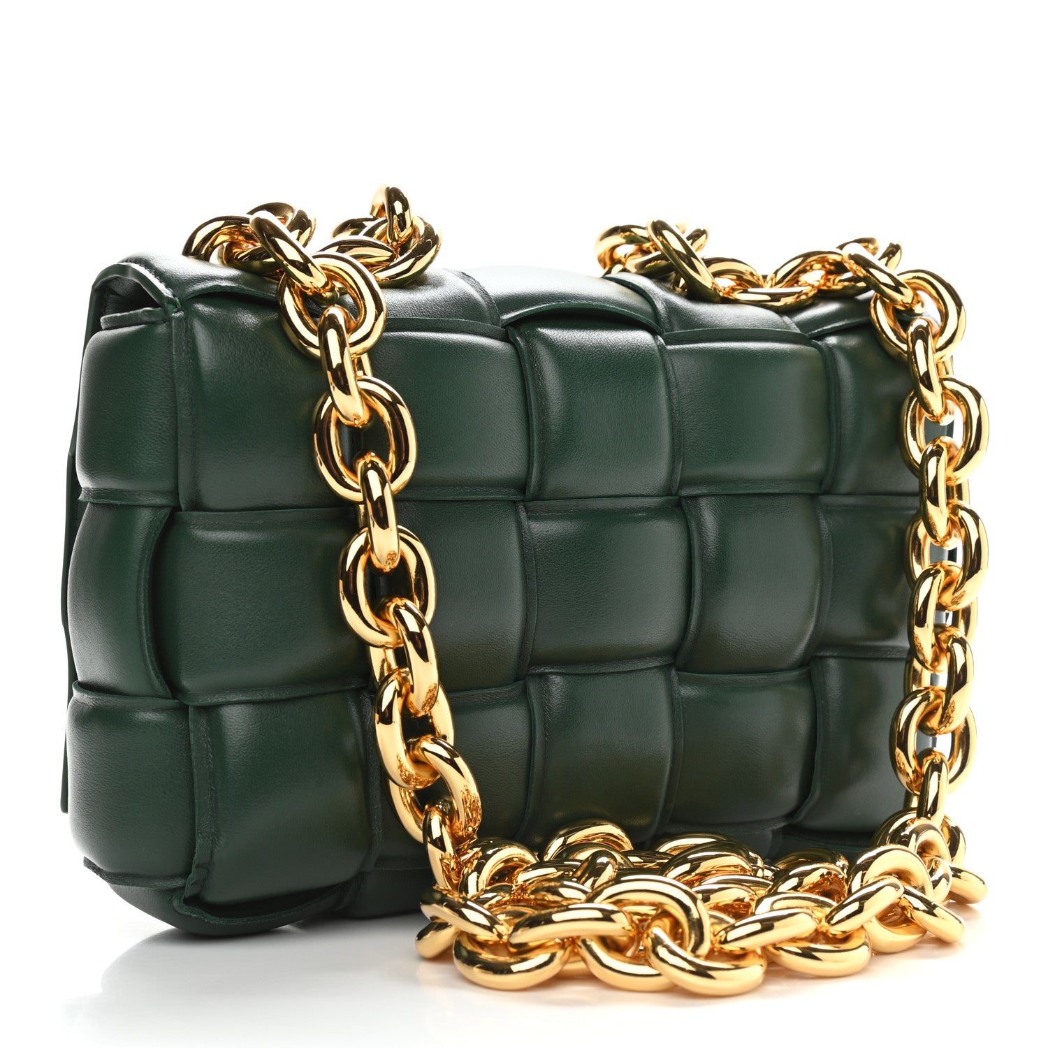Bottega Veneta Lambskin Maxi Intreccio Padded Chain Cassette Crossbody Bag Raintree 2 of 9