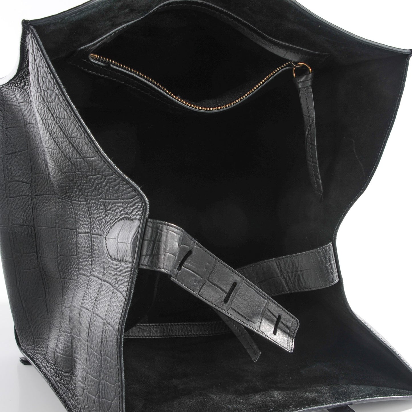 Crocodile Embossed Calfskin Medium Phantom Luggage Black