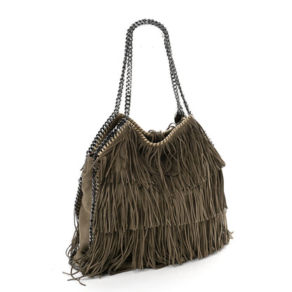 Stella McCartney Eco Suede Fringe Big Falabella Tote Taupe 4 of 14