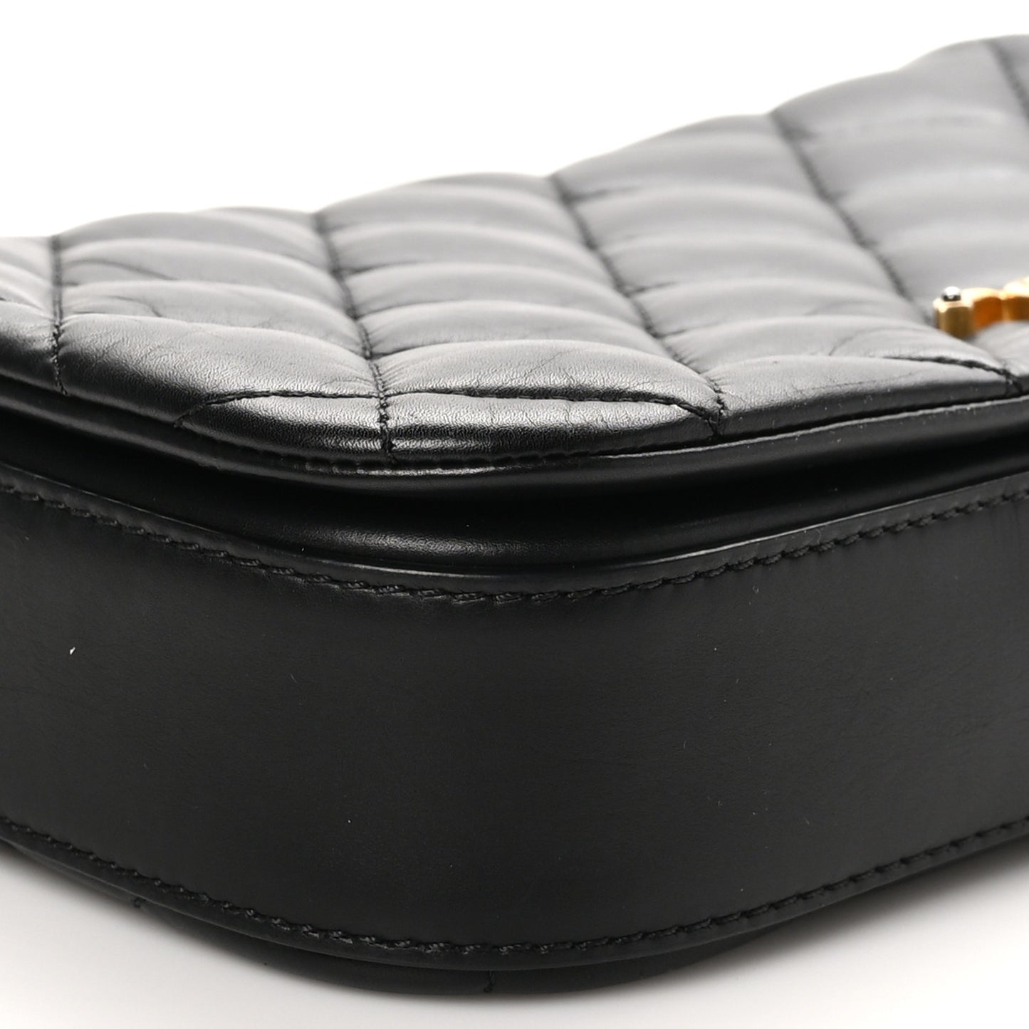 Calfskin Quilted Nailed CC Flap Bag Black