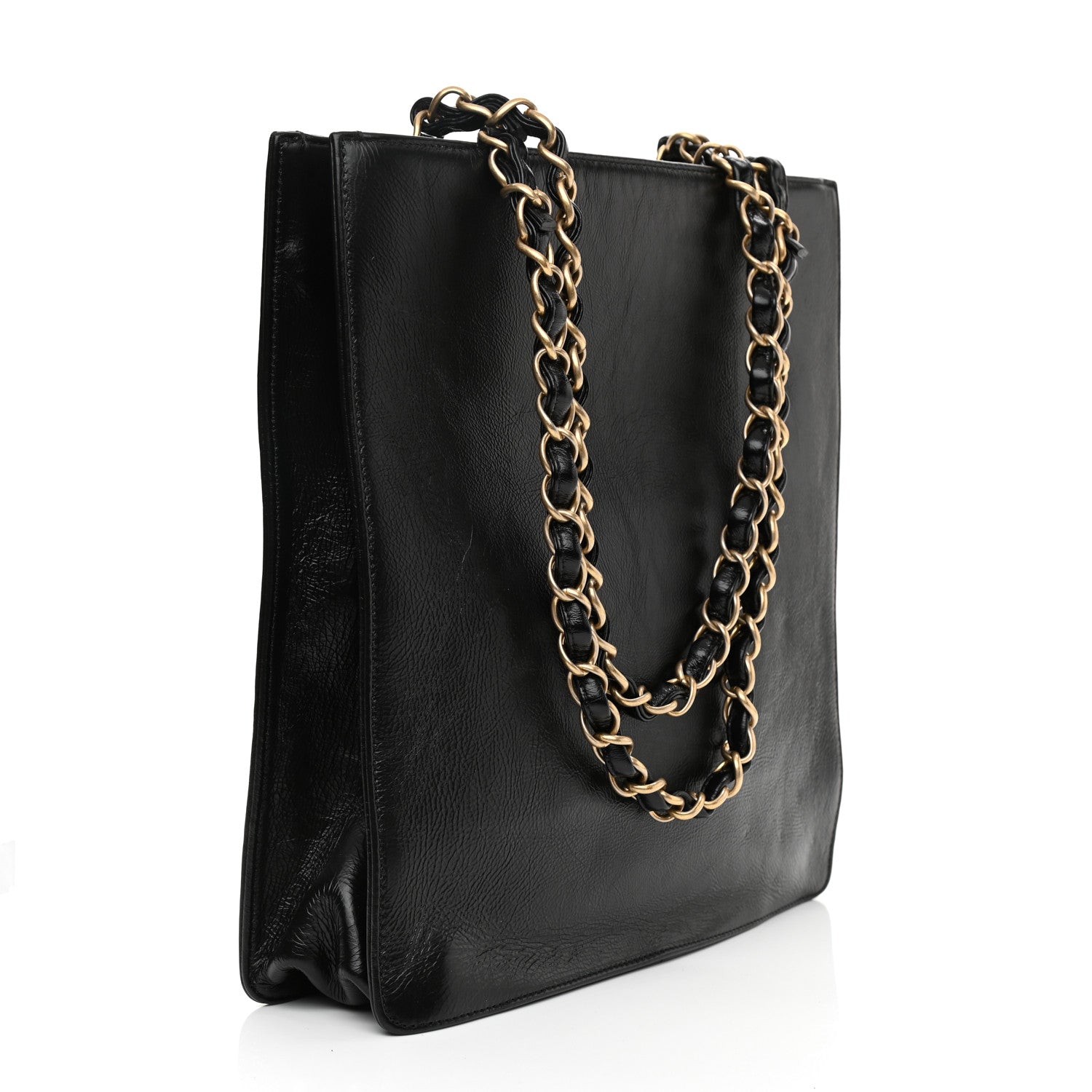 Chanel Shiny Aged Calfskin North South Shopping Bag Black 3 of 14