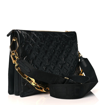 Louis Vuitton Lambskin Embossed Monogram Coussin MM Black 3 of 10