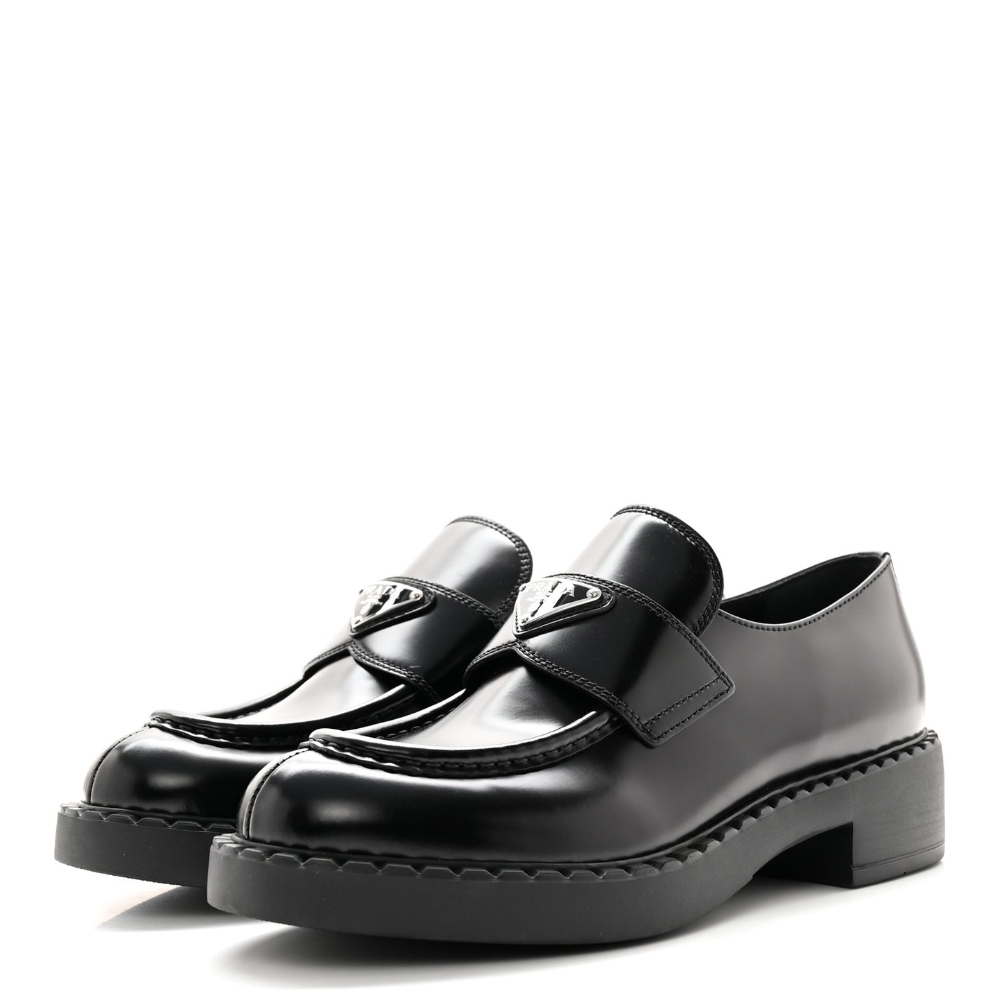 Spazzolato Metal Triangle Logo 50mm Loafers 40 Black