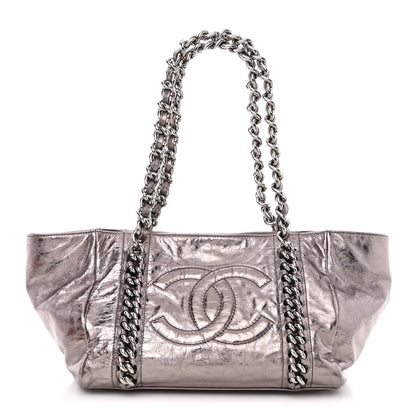 Chanel Metallic Cracked Calfskin Modern Chain Tote Dark Silver 1 of 10