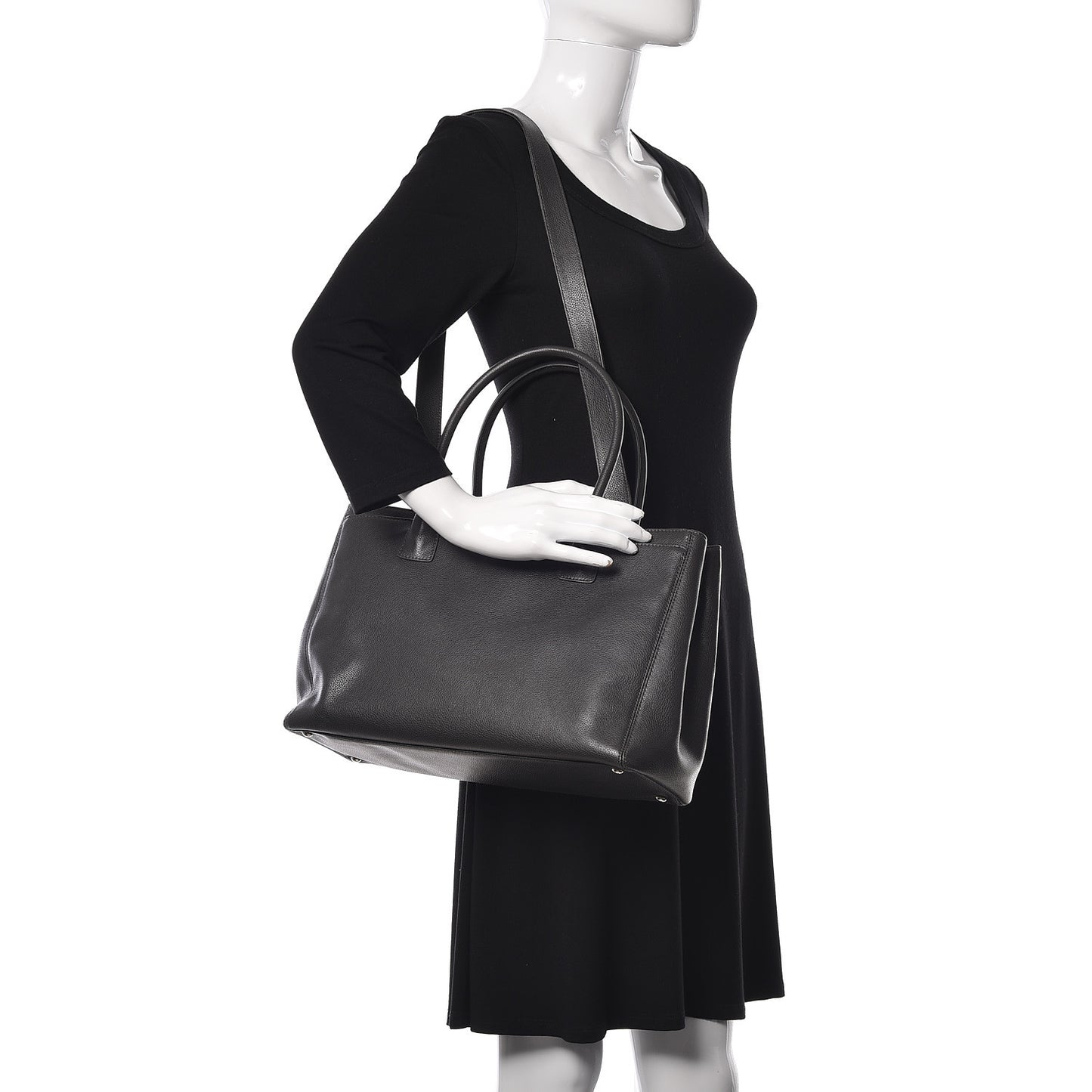 Calfskin Cerf Executive Shopper Tote Dark Grey