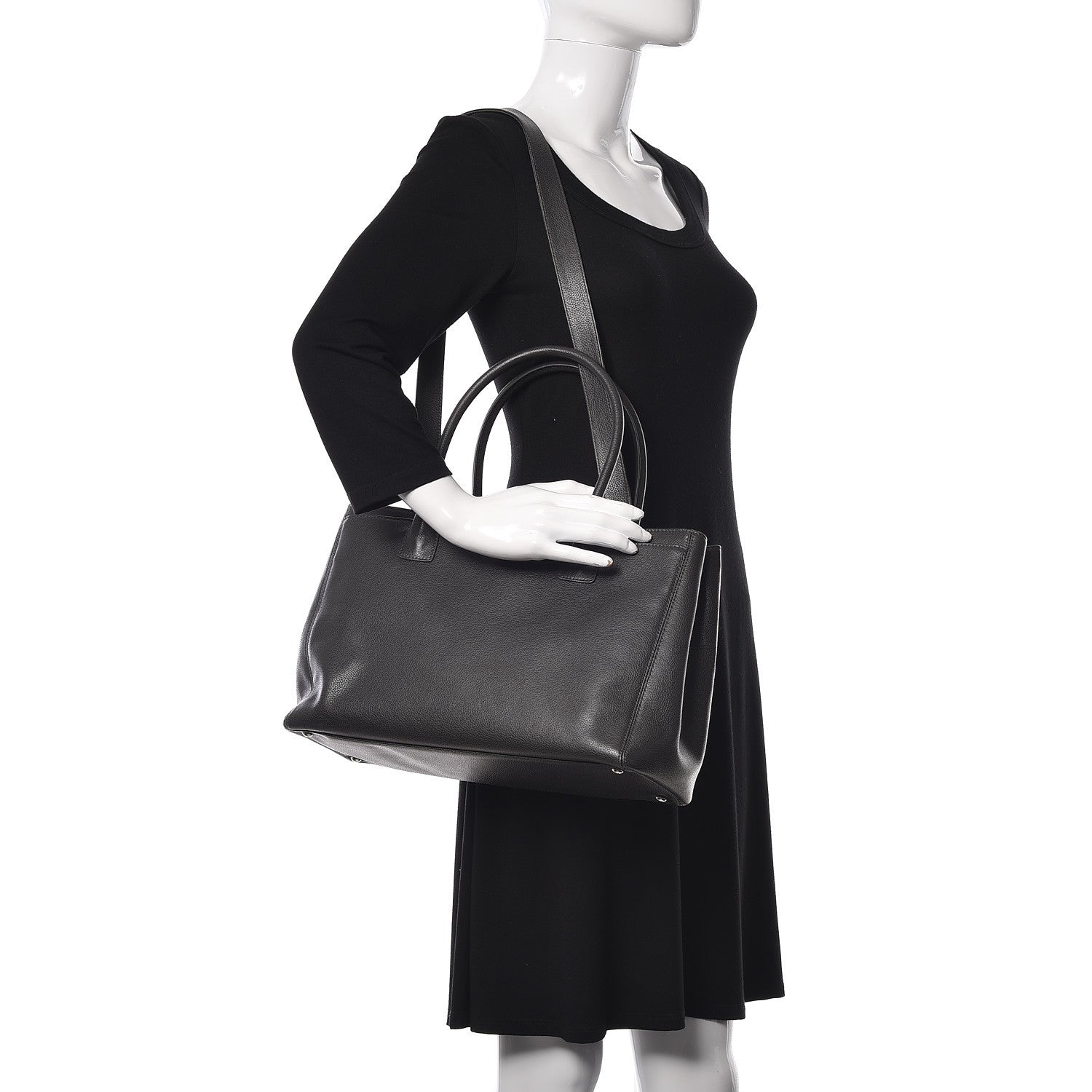 Chanel Calfskin Cerf Executive Shopper Tote Dark Grey 3 of 17