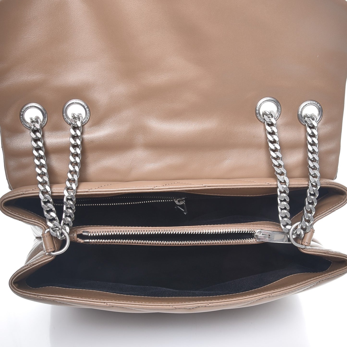 Calfskin Y Quilted Monogram Medium Loulou Chain Satchel Desert Storm