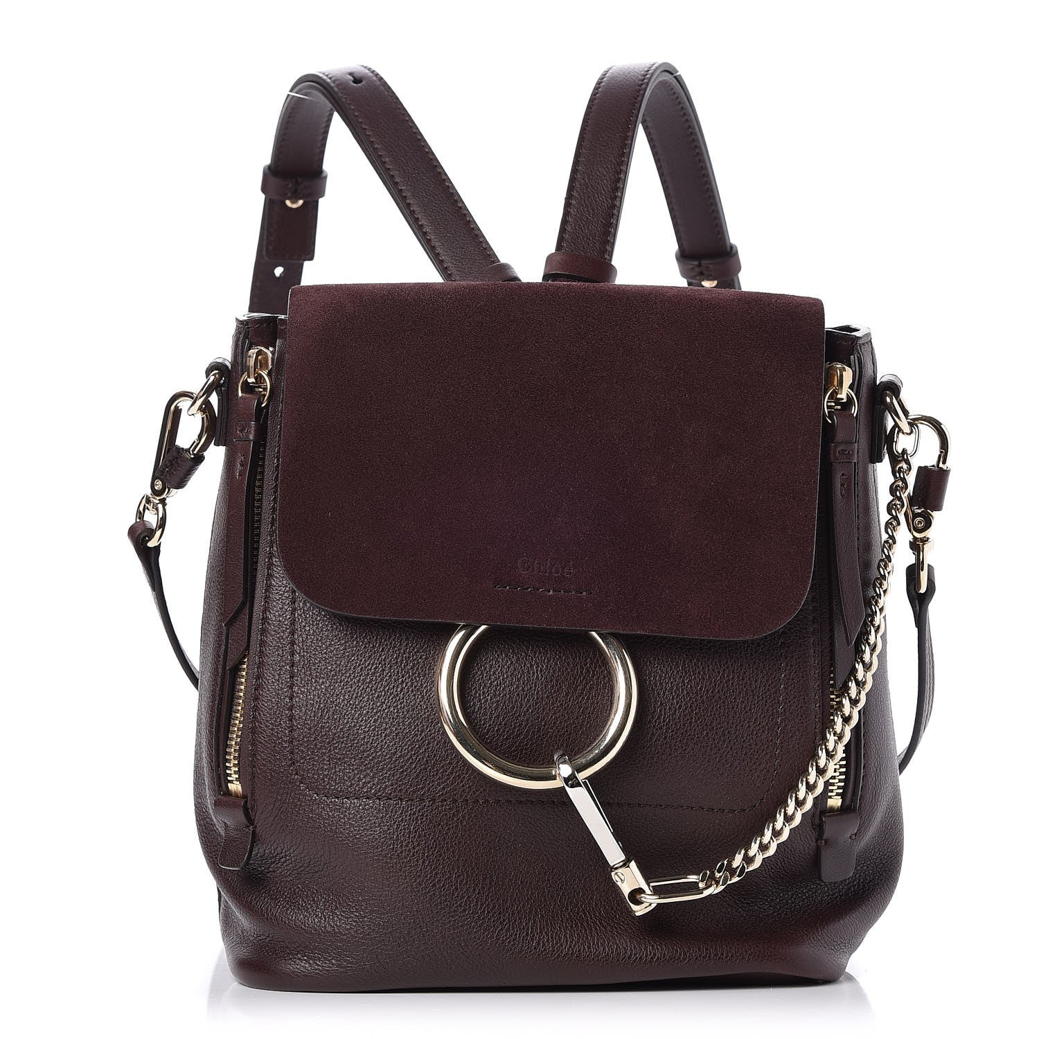 Chloe Suede Calfskin Small Faye Backpack Carbon Brown 1 of 7