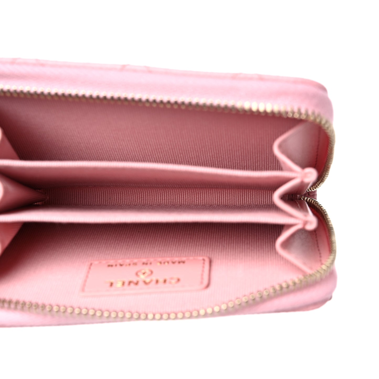 Caviar Quilted Zip Coin Purse Pink