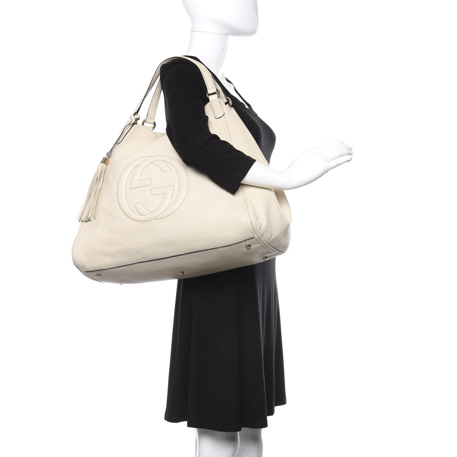 Gucci Pebbled Calfskin Large Soho Shoulder Bag Off White 2 of 15