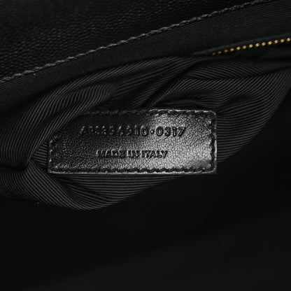 Saint Laurent Grain De Poudre Matelasse Chevron Large Monogram Satchel Black 7 of 10
