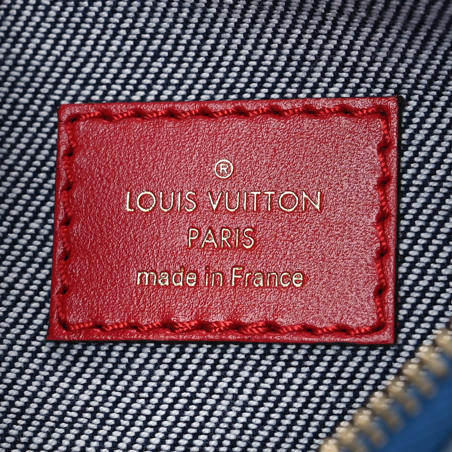 Denim Damier Monogram Patchwork Multi Pochette Accessories Blue Rouge