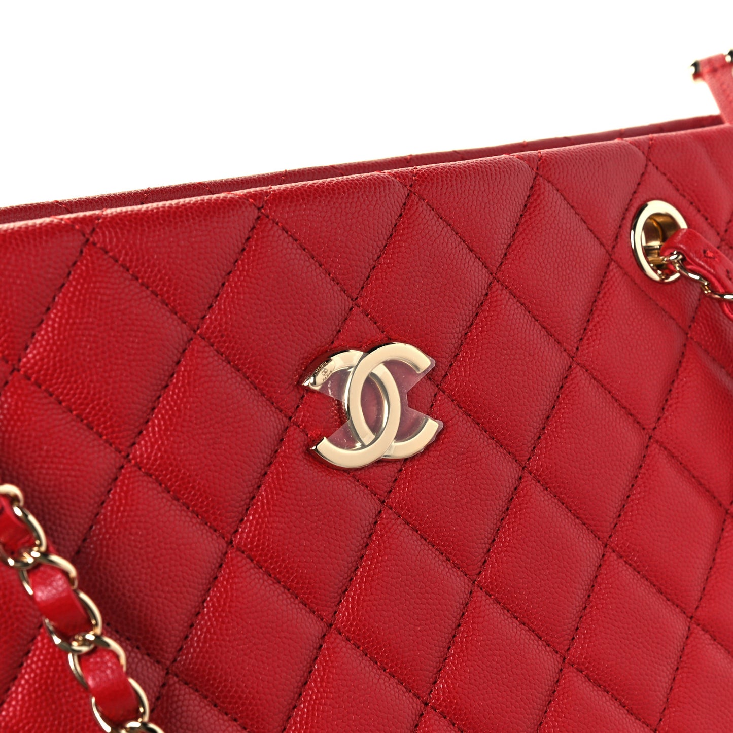 Caviar Quilted Rolled Up Tote Red