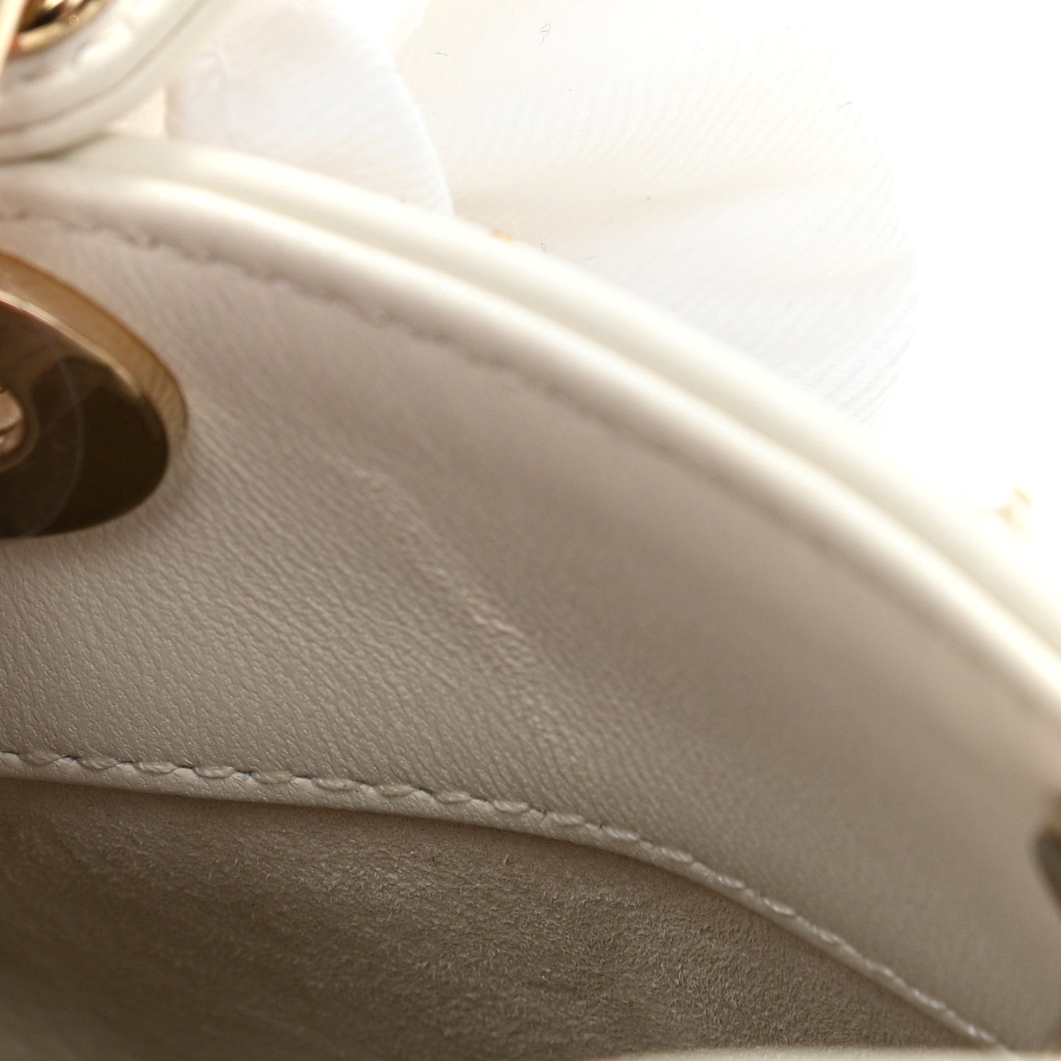 Christian Dior Lambskin Pearl Cannage Micro Lady Dior Latte 10 of 11